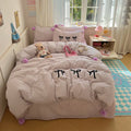DecorBites™ Korean Princess Bow Lattice Pompom Bedding Set - Single Queen Size