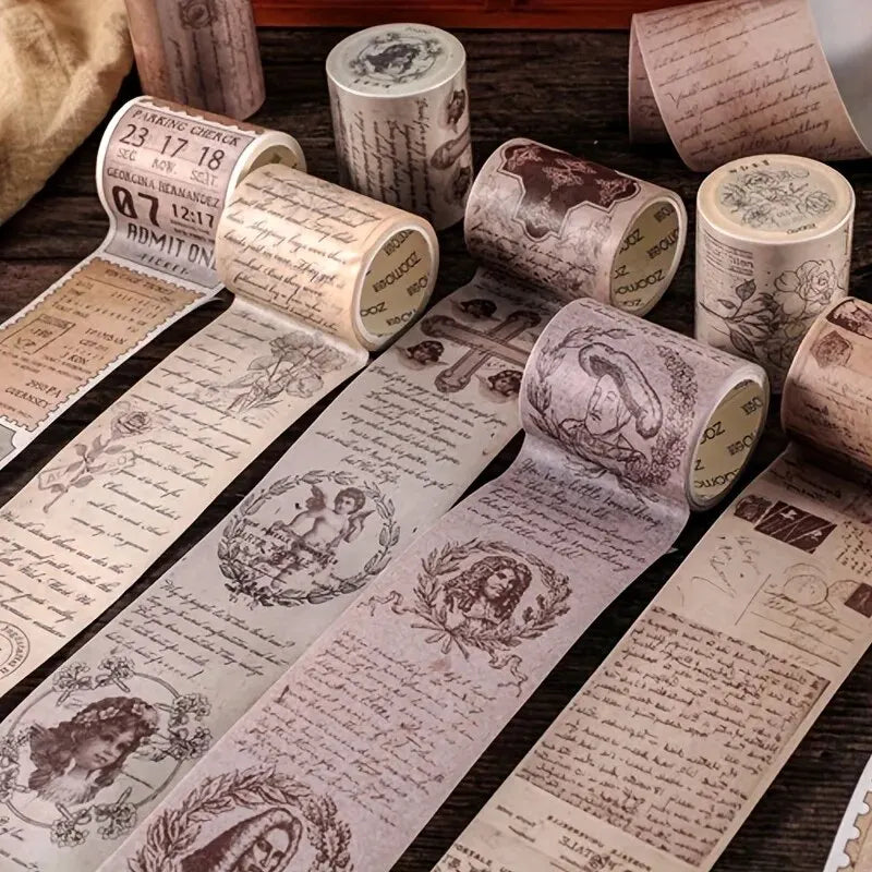 Vintage Poems Ticket Plants Washi Tape | Decorative Masking Tape for Scrapbooking and DIY Crafts
