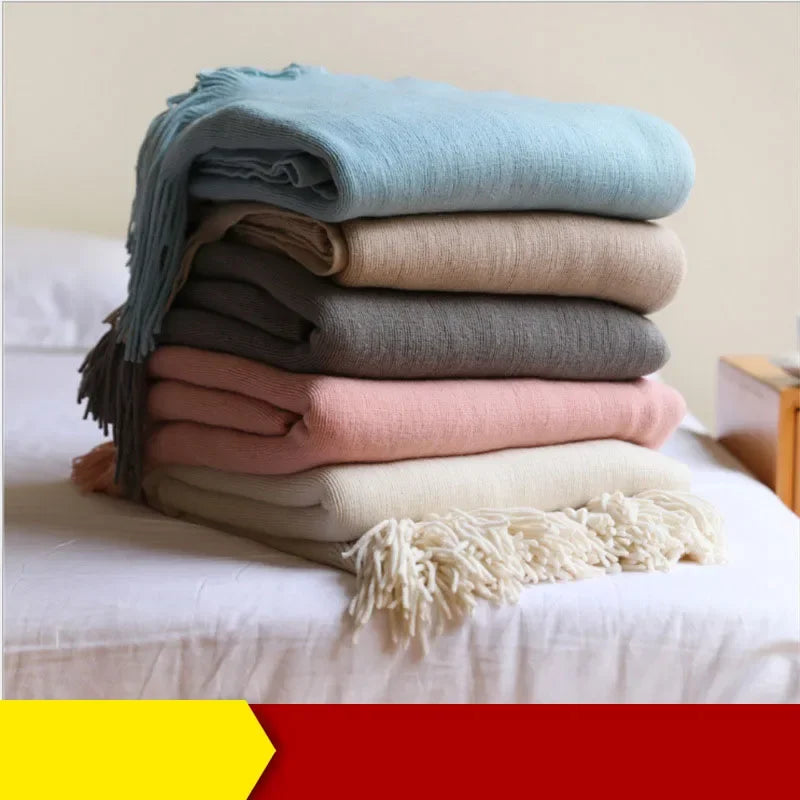 DecorBites™ Knitted Cashmere Siesta Blanket - Soft Sofa Throw & Bedding Blanket