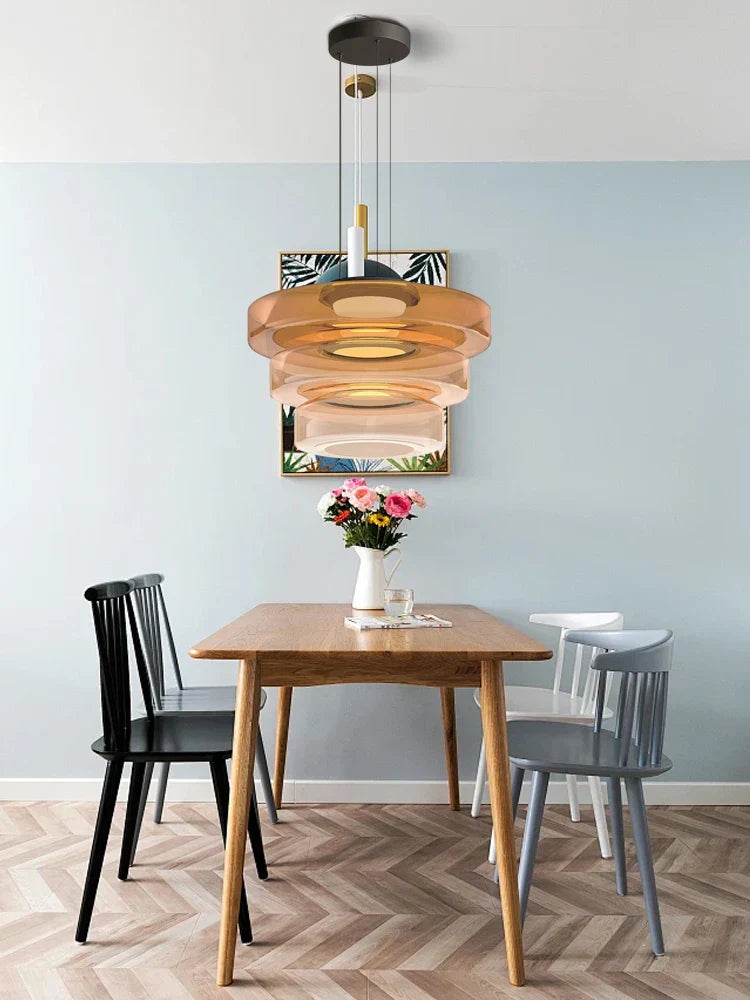 DecorBites™ Glass Plate Ceiling Pendant Lights LED Fixture