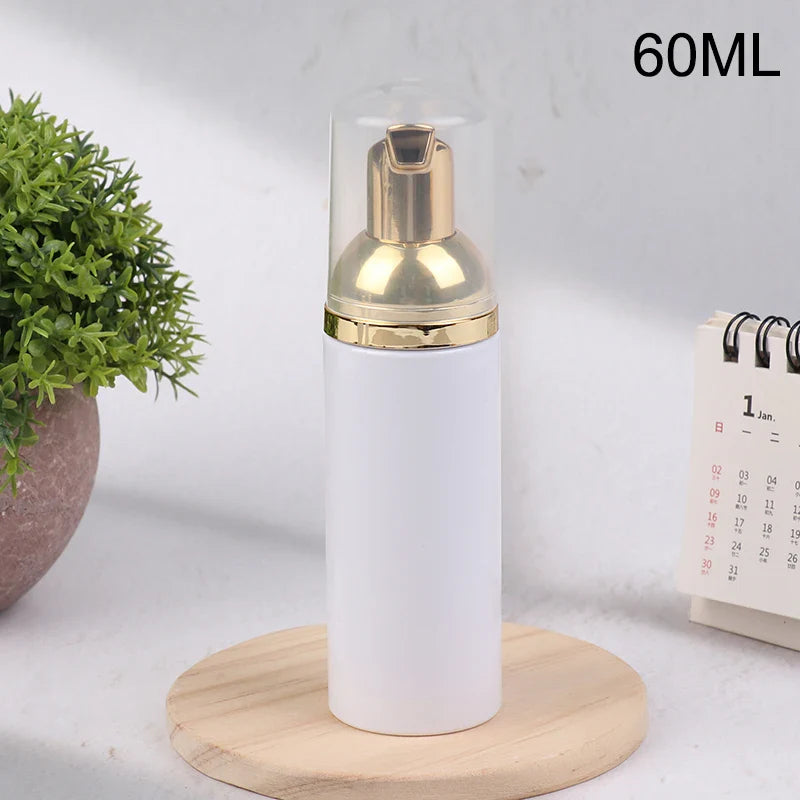 30/50/60ml White Gold Foamer Pump Bottle | Refillable Empty Foaming Soap Dispenser