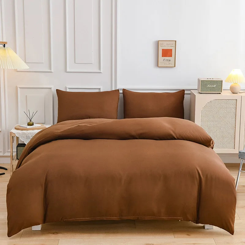 DecorBites™ Brushed Duvet Cover Set, Solid Orange Red, Luxury Hotel Bedding Set