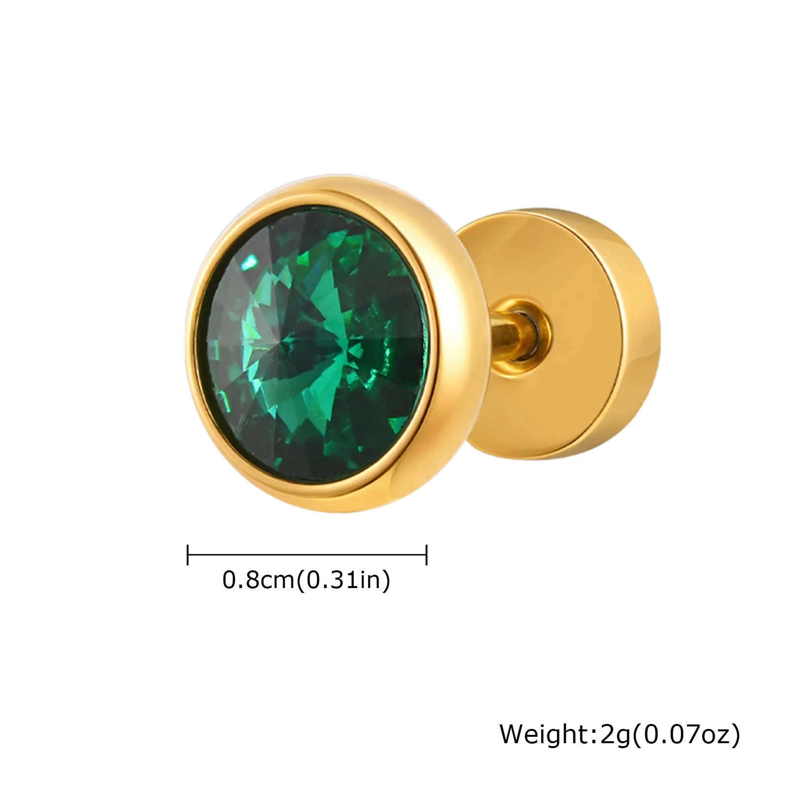 Stainless Steel Men’s Earrings | 8mm Multi-Faceted Screw Back Stud