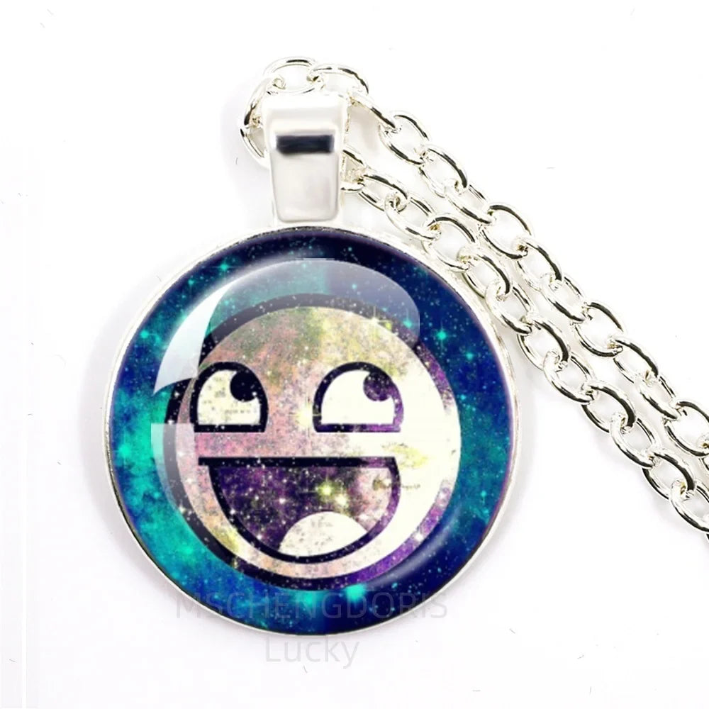 Funny Meme Cartoon Glass Pendant Necklace | Unisex Party Jewelry Gift