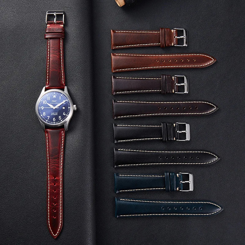 COROS Bands Leather Watch Strap Vintage Oil Wax Cowhide Unisex Buckle