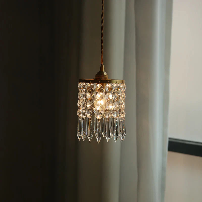 DecorBites™ Crystal Brass LED Pendant Light: Modern Nordic Style, Adjustable Wire, E14 Fixture