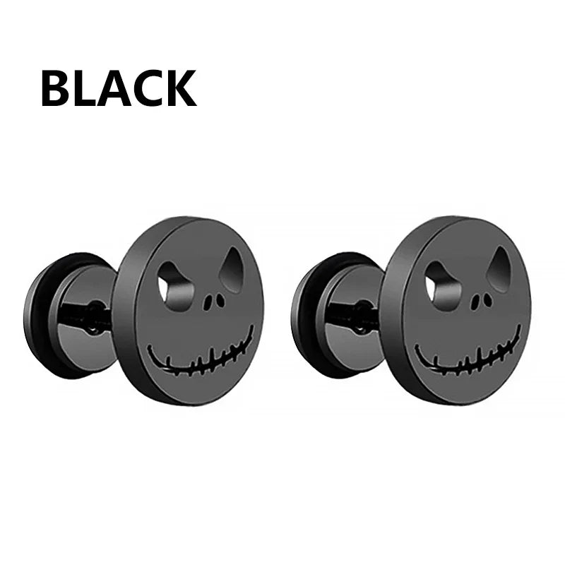 Punk Stainless Steel Stud Earrings Set | Unisex Hip Hop Piercing Jewelry