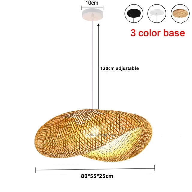 DecorBites™ Bamboo Woven Chandelier Tea Room LED Lighting