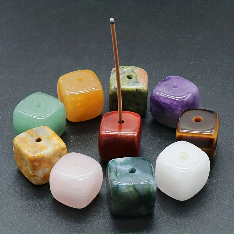 Natural Agate Stone Incense Holder | Square Wire Stick Incense Burner with Unique Pattern