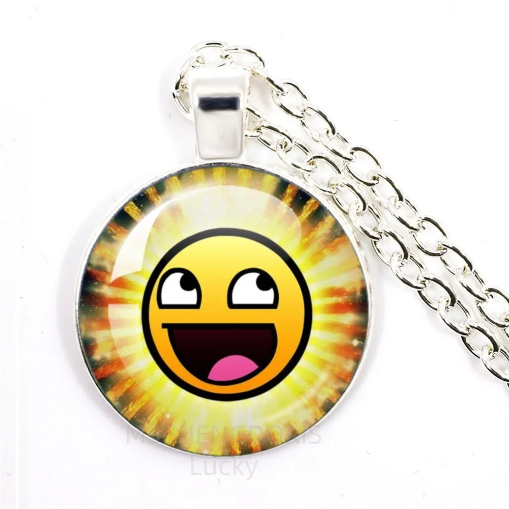 Funny Meme Cartoon Glass Pendant Necklace | Unisex Party Jewelry Gift