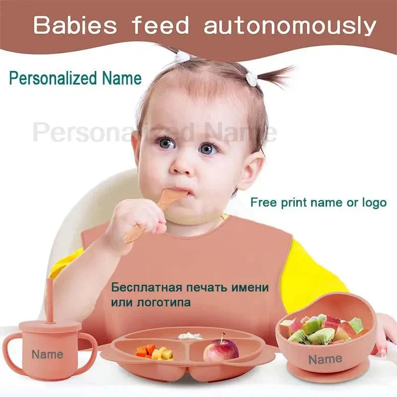 Baby Feeding Plate Set Suction Bowl Silicone Tableware 6PCS