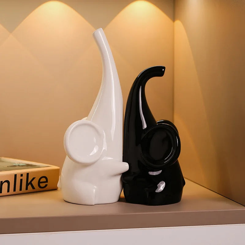 DecorBites™ Elephant Sculpture: Ceramic Nordic Decor for Home & Office Shelving