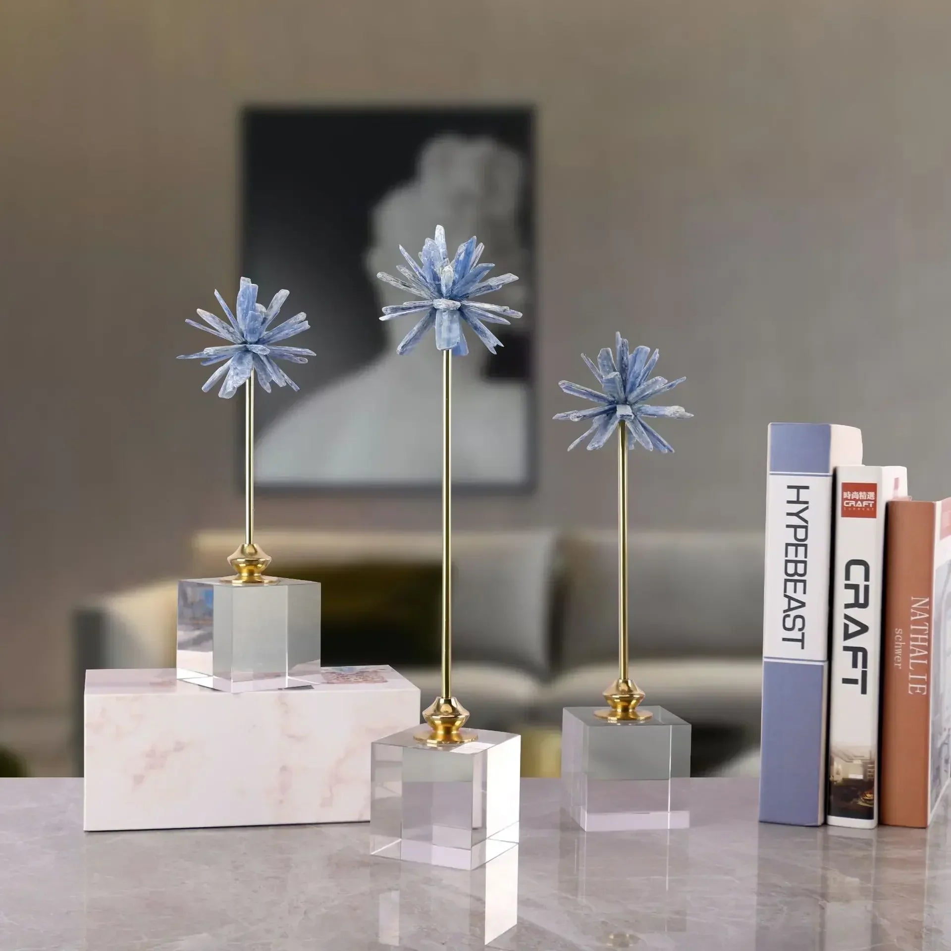 DecorBites™ Crystal Agate Handmade White Flower Home Decor Figurine