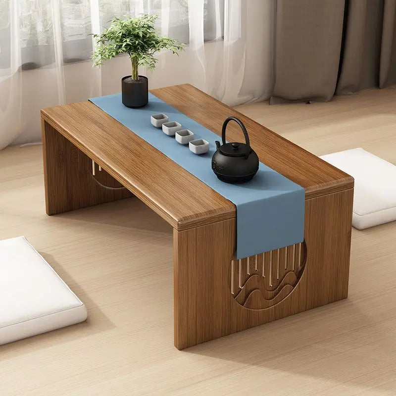DecorBites™ Bamboo Folding Table: Japanese Style, Bedroom & Study Essential, Durable Design