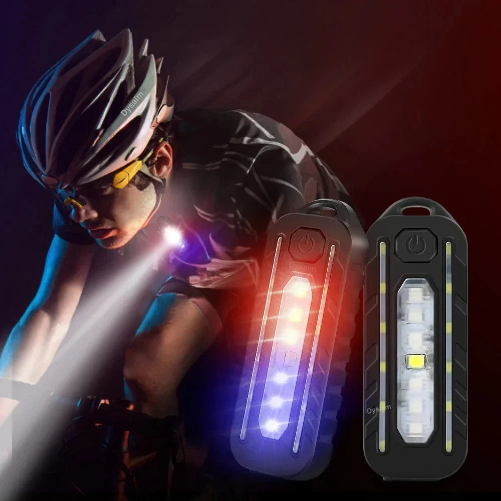 USB Rechargeable LED Flashlight with Shoulder Clip and Warning Flashing Light | Keychain Work Light
