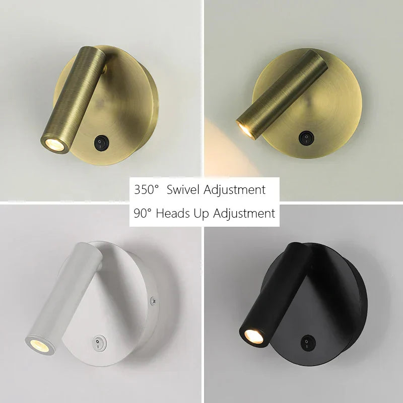 DecorBites™ Adjustable LED Wall Reading Lamp 3W Spotlight for Bedroom and Hotel