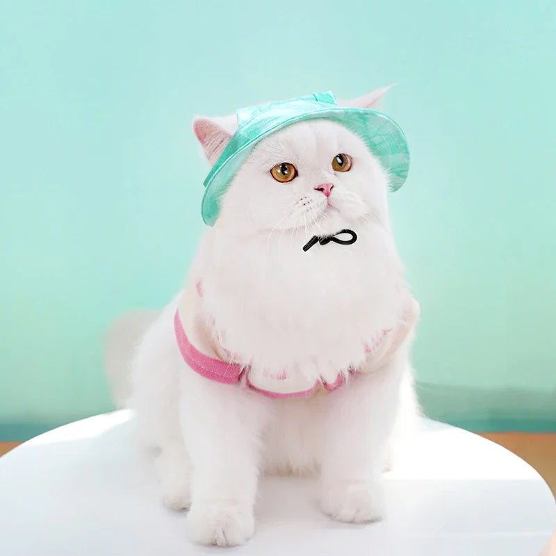 Summer Dog Sun Hat | Breathable Cotton Bucket Hat for Small and Medium Pets