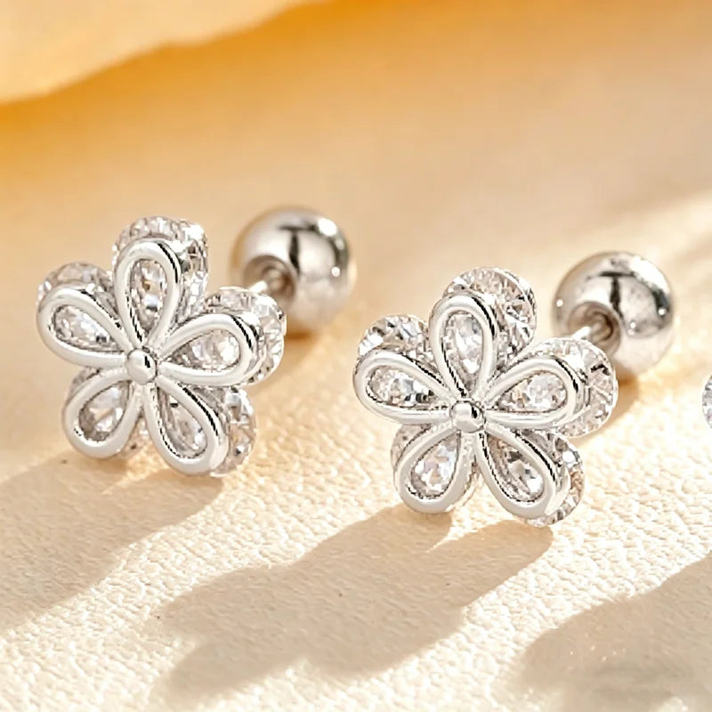 Heart Stud Earrings for Women | Hypoallergenic Screw Back Piercing Jewelry