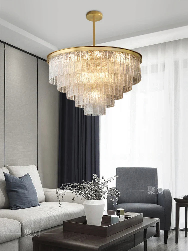 DecorBites™ Crystal LED Chandelier: Minimalist Luxury Lighting for Dinning Table