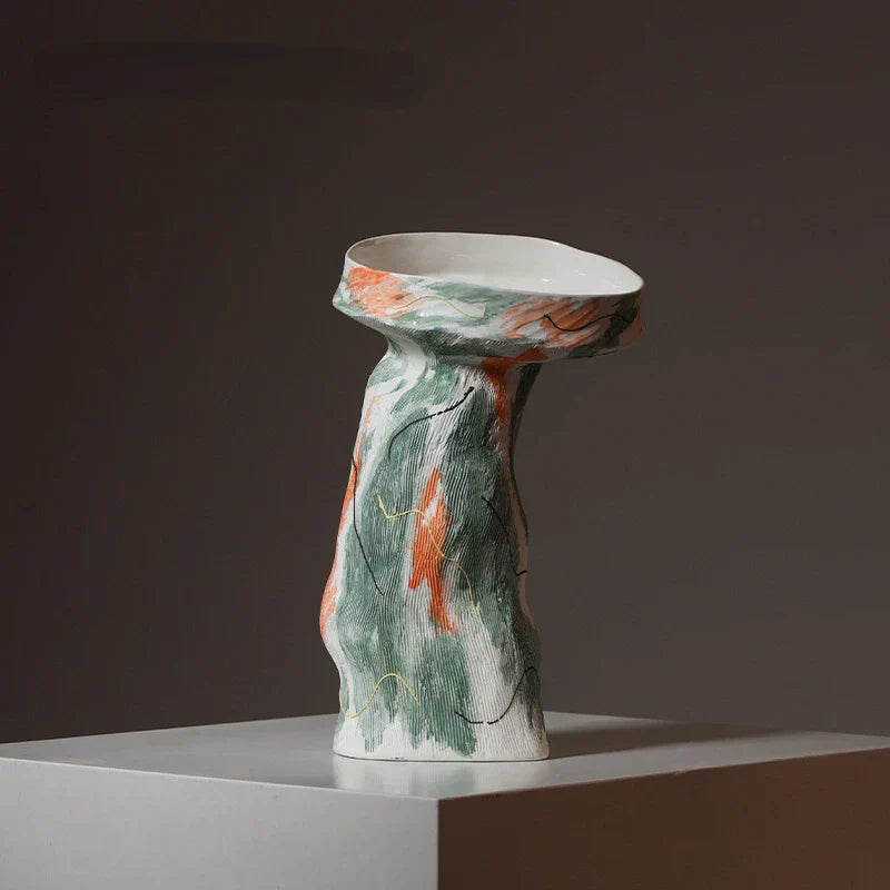 DecorBites™ Abstract Irregular Pattern Ceramic Vase for Home Decoration