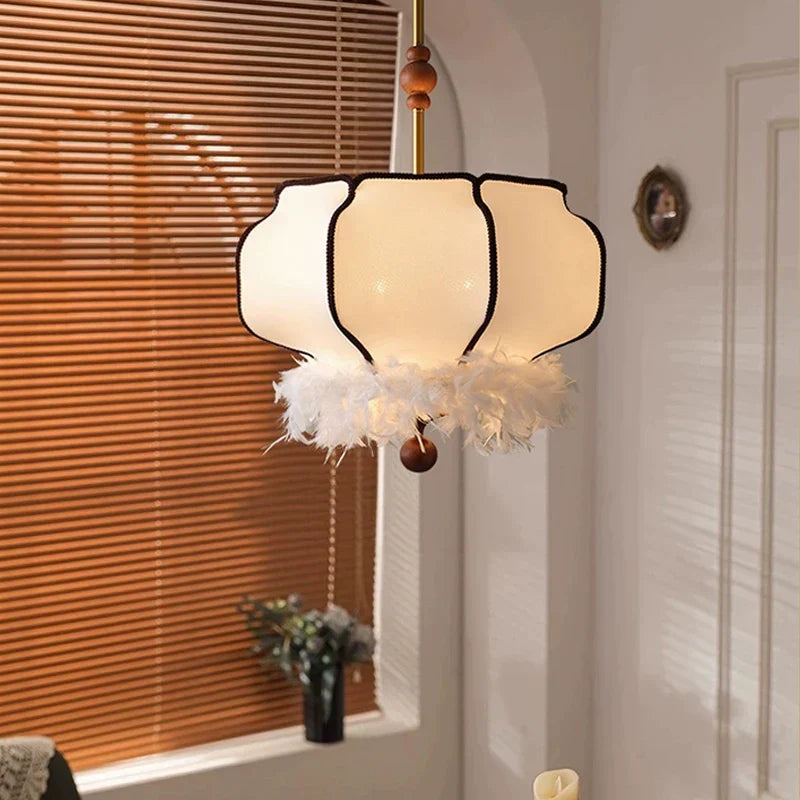 DecorBites™ French Vintage Fabric Chandelier Pendant Lamp - LED Hanging Light for Home and Restaurant