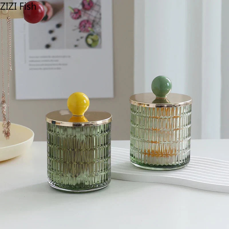 DecorBites™ Glass Tea Canister Candy Pot Ceramic Ball Decorative Storage Jar
