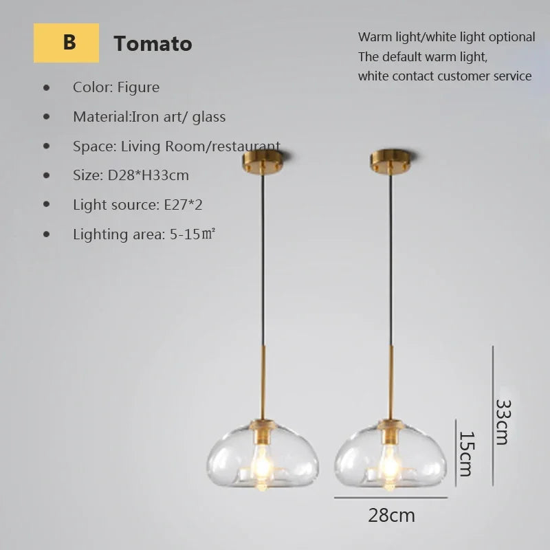 DecorBites™ Industrial Loft Glass Pendant Light for Kitchen Restaurant Decor