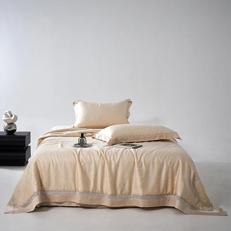 DecorBites™ Leopard Jacquard Summer Quilt Bedding Set with Bed Sheet & Pillowcase