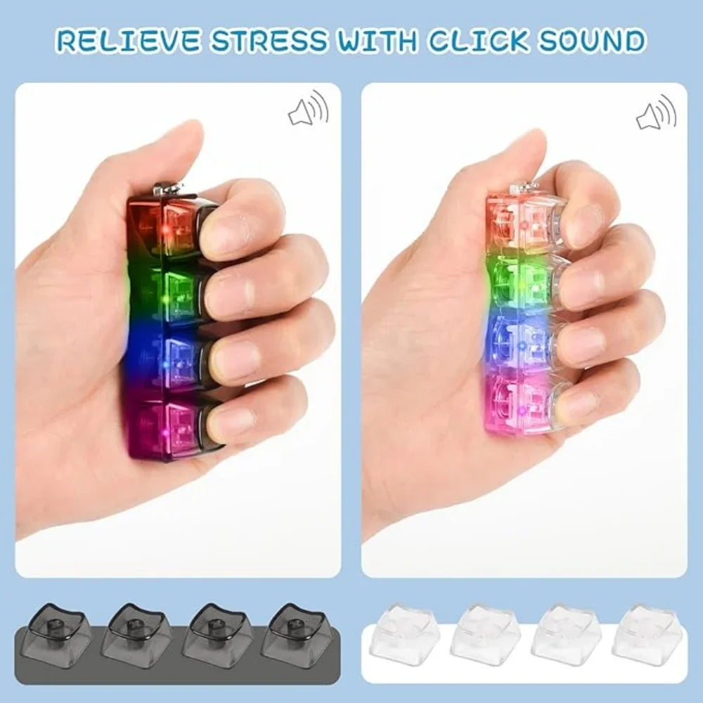 LED Click Keychain | Stress Relief Light Up Keyboard Toy for Anxiety