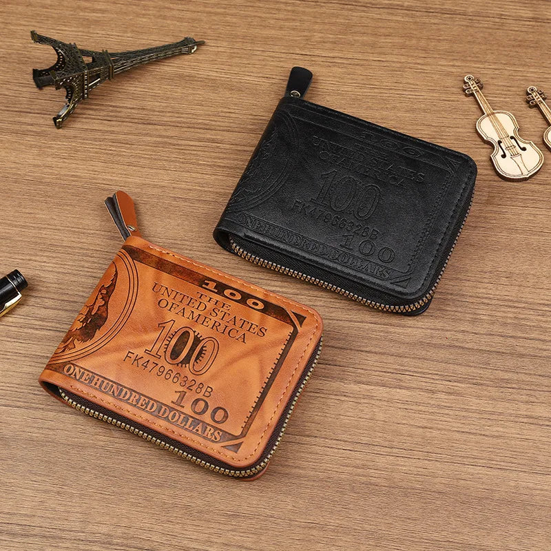 CEXIKA Men's Leather Wallet | Zipper Clutch with Card Holder