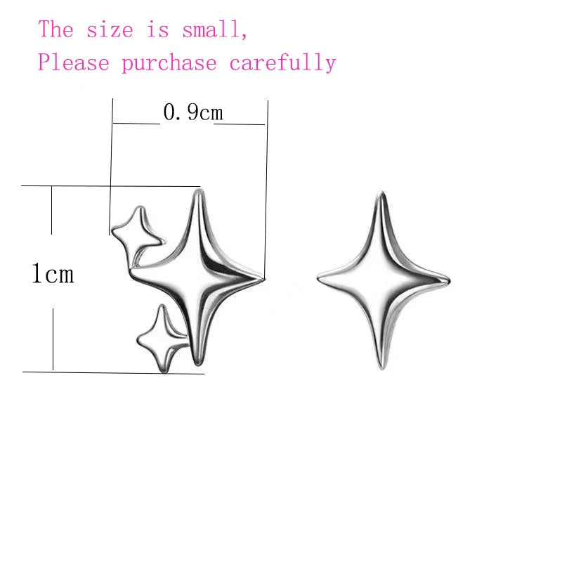 VENTFILLE Gold Star Stud Earrings | Asymmetrical 925 Silver Fashion Jewelry for Women