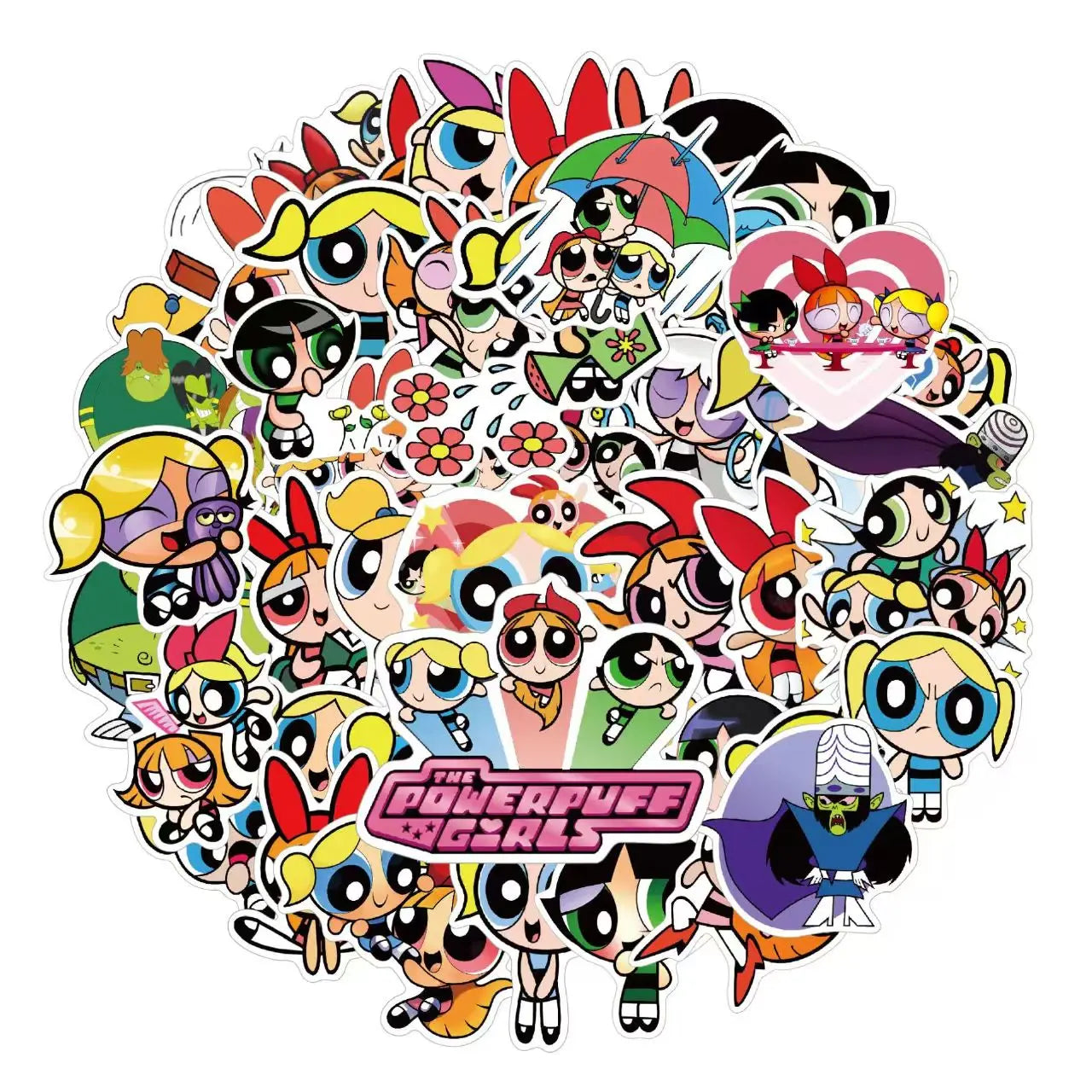 50 PCS Powerpuff Girls Graffiti Waterproof Sticker Set | Luggage, Laptop, Helmet Decor