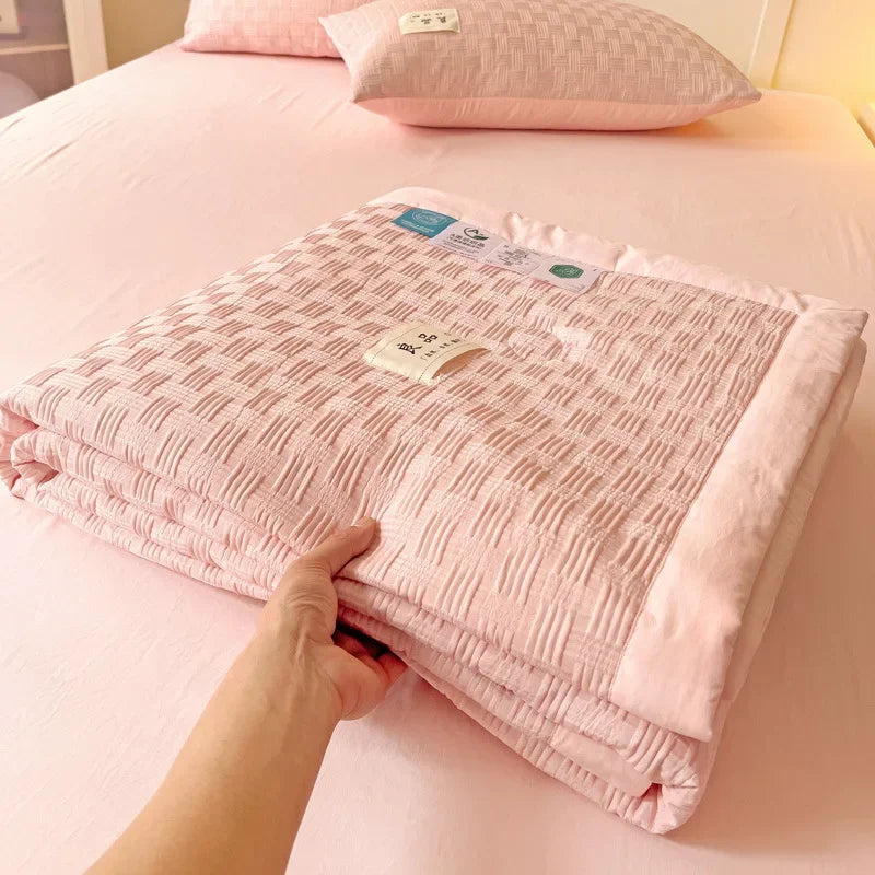 DecorBites™ Jacquard Summer Cool Blanket: Light & Breathable Comforter for Double & Single Beds