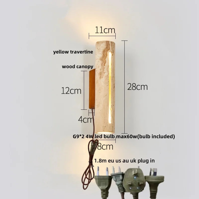 DecorBites™ LED Wall Sconce Modern Nordic Wood Canopy Terrazzo Bathroom Mirror Light