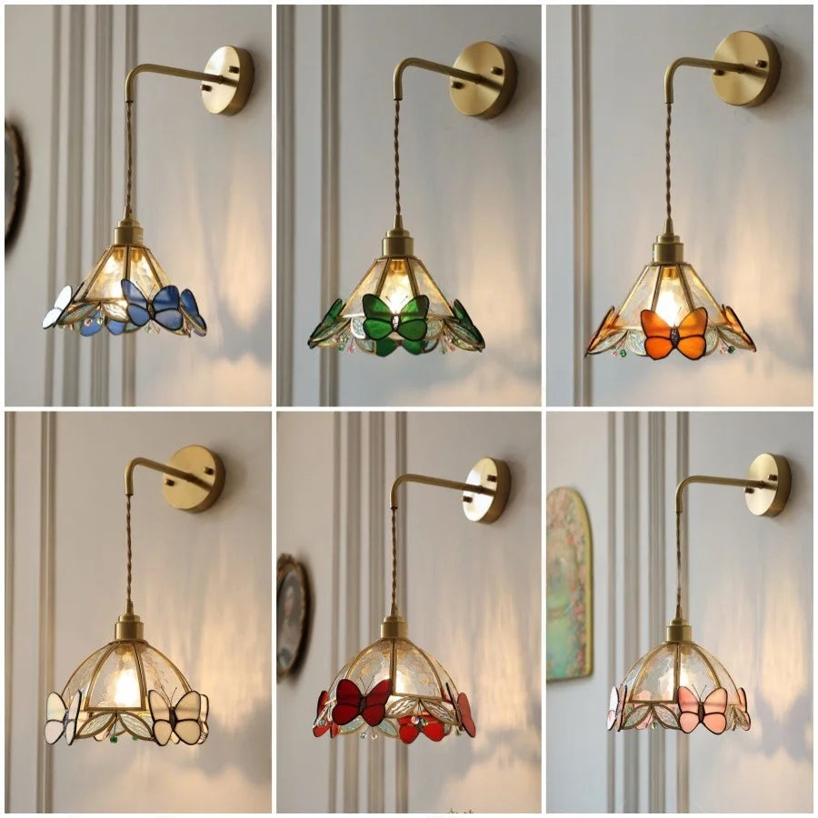 DecorBites™ Tiffany Butterfly Glass Wall Lamp with Adjustable LED Light