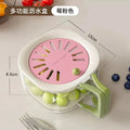 2-in-1 Double Layer Drain Basket Fruit Drainer Container with Foldable Handle Food Strainer Thickened Fruit Plate Easy to Clean
