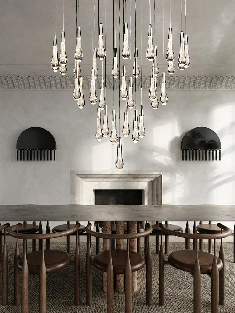 DecorBites™ Crystal Water-drop Ceiling Chandelier, Elegant Dining Room Décor.