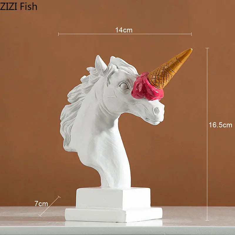 DecorBites™ Ice Cream Horsehead Statue for Modern Home Decor