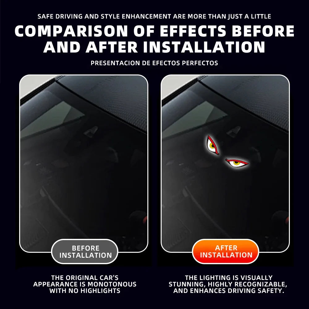 Solar Devil’s Eye Car Window Light | USB-C Rechargeable Flashing Warning Lamp