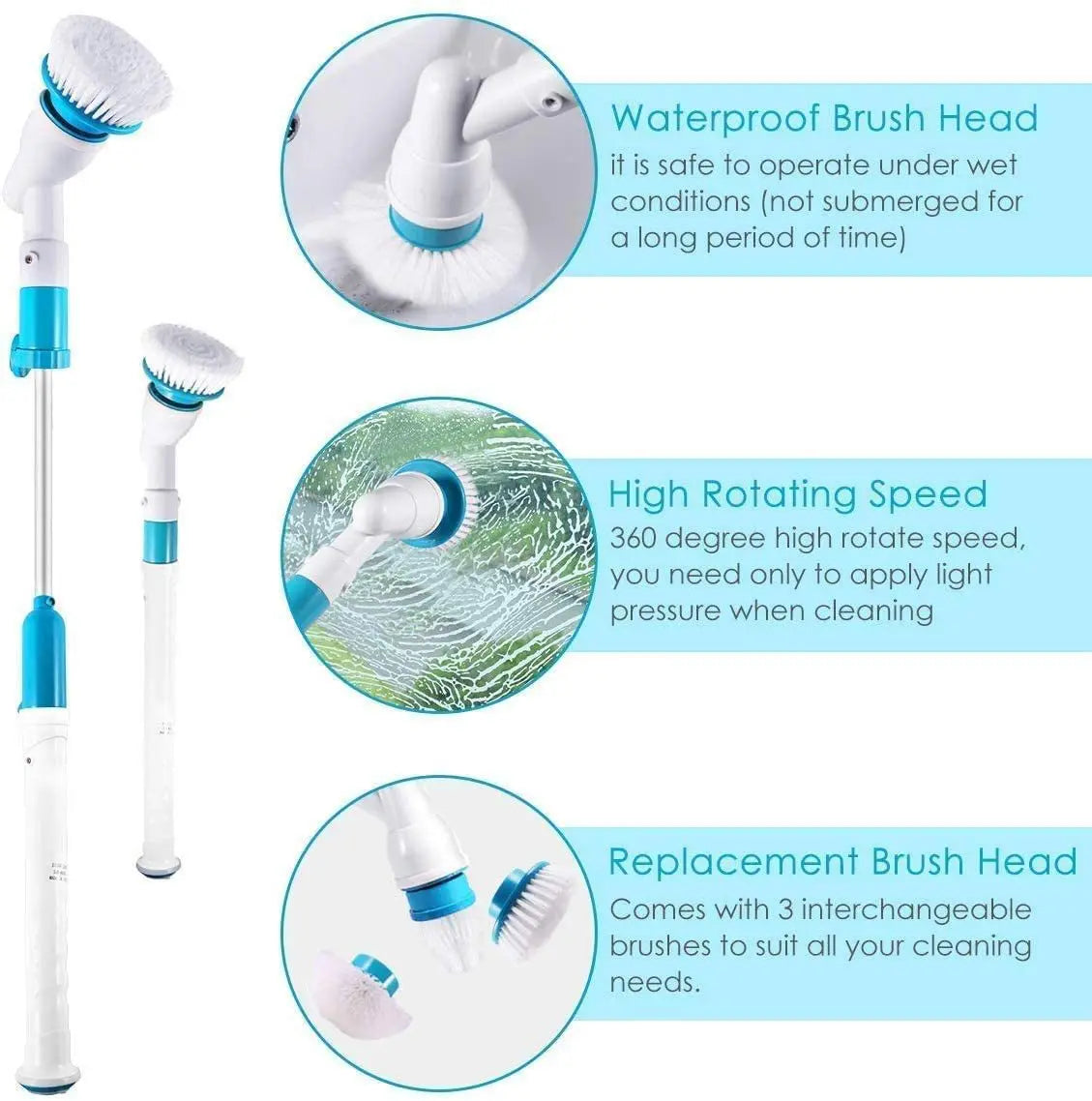 DecorBites™ Electric Spin Scrubber Brush for Kitchen Bathroom Tile Bathtub Cleaning