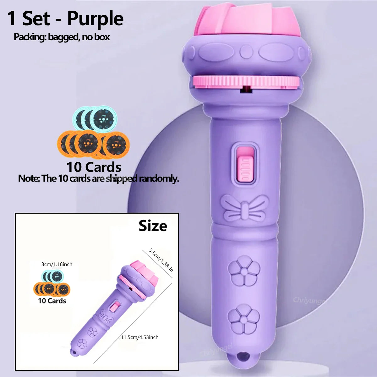 10 Cards Cartoon Projection Flashlight | 80 Patterns Creative Children Toy Projector