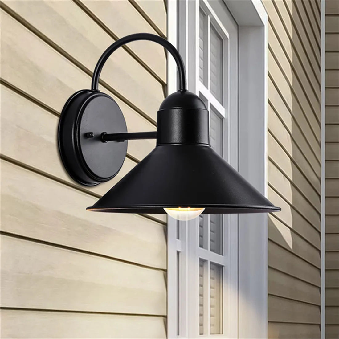 DecorBites™ Black Farmhouse Barn Lights: Waterproof Outdoor Wall Sconce with E27 Socket