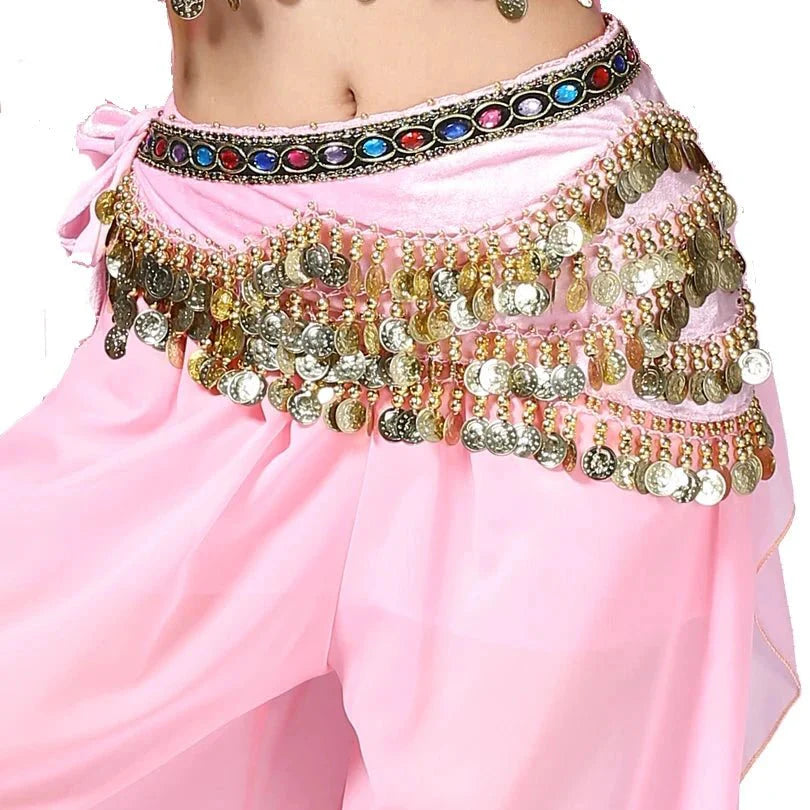 1PC New Style Belly Dance Belt Newest Multi-color Glass Silk Velvet Dancing Belt Scarf Crystal BellyDance Waist Chain Hip Scarf