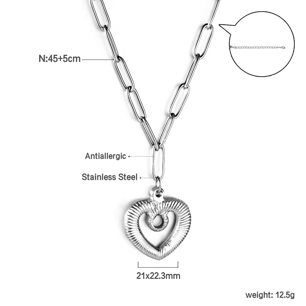 ASONSTEEL Romantic Heart Pendant Necklace | Gold Stainless Steel Choker for Women Gift