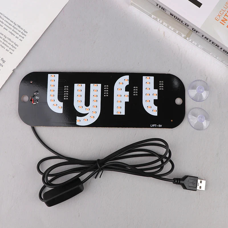 LED Taxi Signal Light for Lyft Logo | USB Cab Panel Indicator with Suction Cups