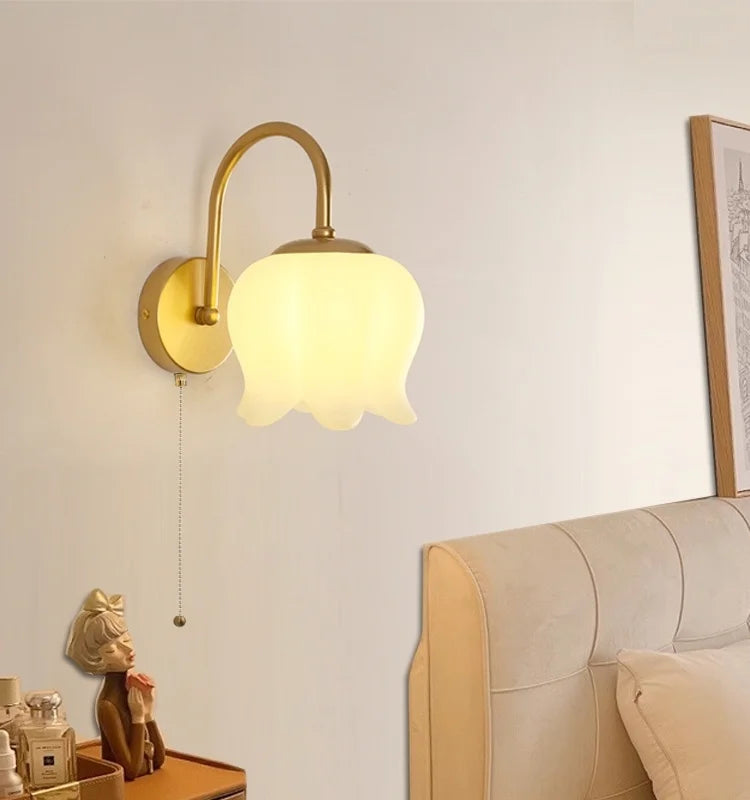DecorBites™ Iron LED Wall Sconce Pull Chain Switch Stair Light Fixture for Study Hallway
