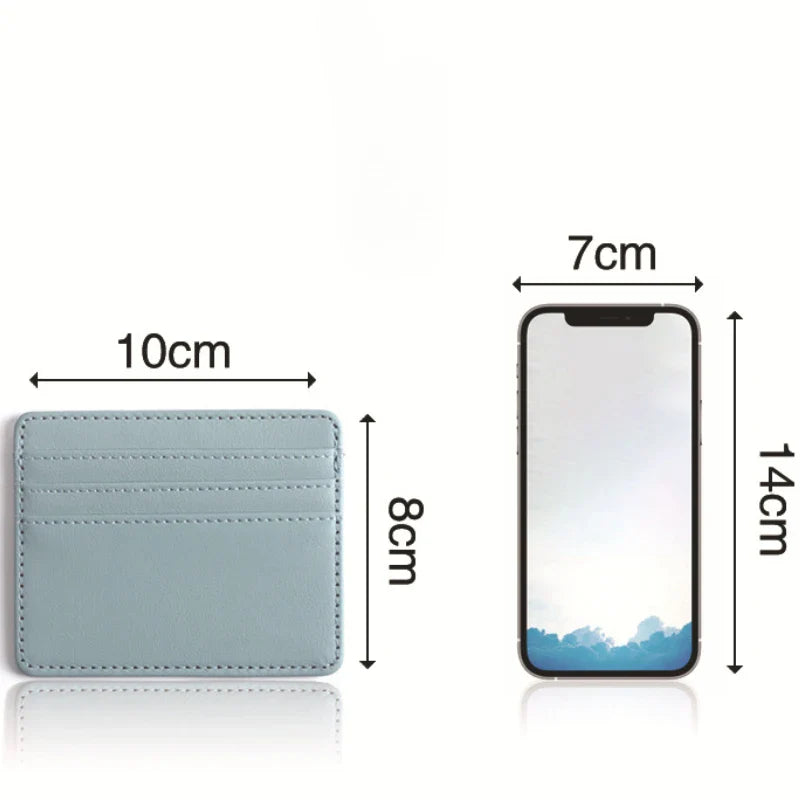 1Pc Pu Leather ID Card Holder | Candy Color Multi Slot Slim Card Case Wallet