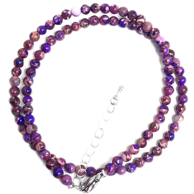 2025 Natural Stone Crystal Choker Necklace | 4mm Bohemian Adjustable Choker
