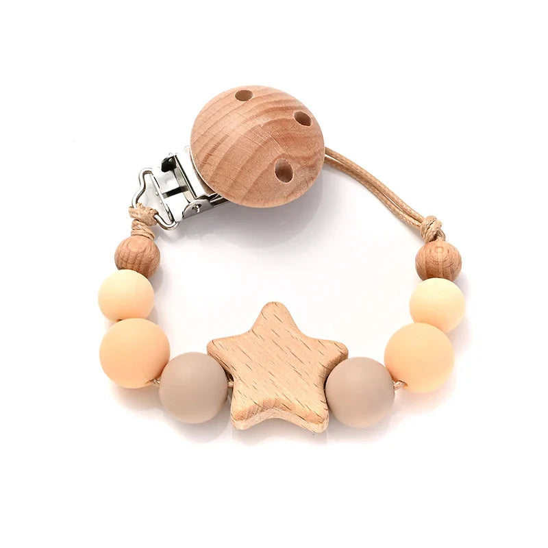 Baby Pacifier Chain Clip Silicone Teether Beads Soother Toy