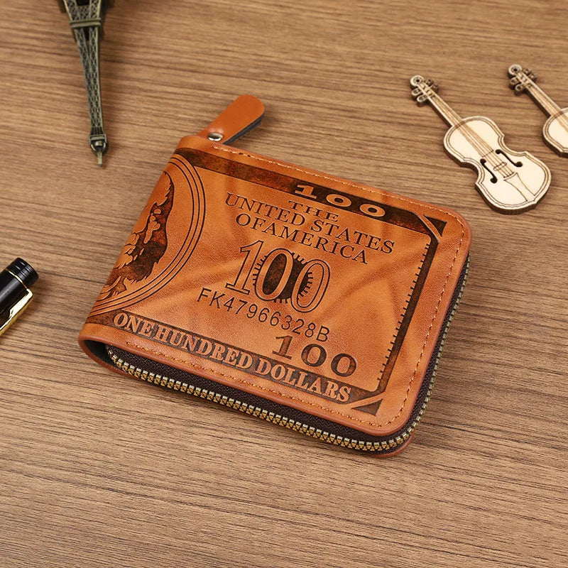 CEXIKA Men's Leather Wallet | Zipper Clutch with Card Holder